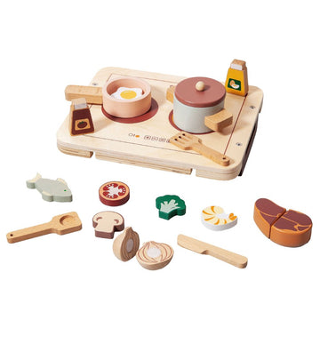 Petit Monkey Speelgoedkeuken - 17 Onderdelen - Hout - Petit Monkey - OneSize - Speelkeukens