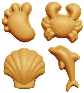 Scrunch Zandmallen - 4 st. - Silicone - 6,5-10,5 cm - Mustard - Scrunch - OneSize - Zandspeelgoed