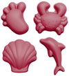 Scrunch Zandmallen - 4 st. - Silicone - 6,5-10,5 cm - Cherry Red - Scrunch - OneSize - Zandspeelgoed