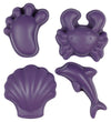 Scrunch Zandmallen - 4 st. - Silicone - 6,5-10,5 cm - Dark Lila - Scrunch - OneSize - Zandspeelgoed