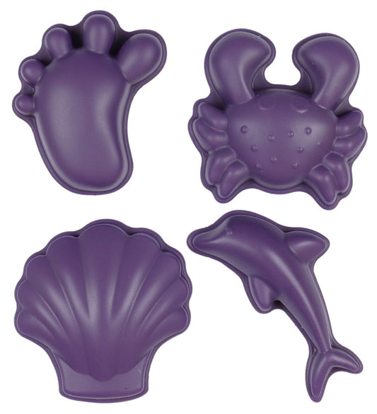 Scrunch Zandmallen - 4 st. - Silicone - 6,5-10,5 cm - Dark Lila - Scrunch - OneSize - Zandspeelgoed