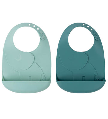 Done by Deer Slab met voedselopvanger - 2-pack - Silicone - Elph - Done by Deer - OneSize - Slabbetjes