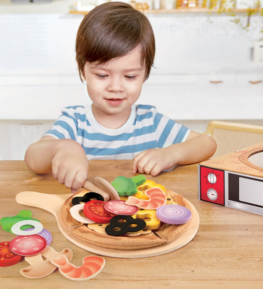 Hape Speelgoedeten - 29 Onderdelen - Pizza - Hape - OneSize - Speelgoedeten