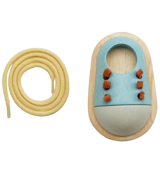PlanToys Houten Speelgoed - Leer strikken Schoenen - PlanToys - OneSize - Motoriek speelgoed