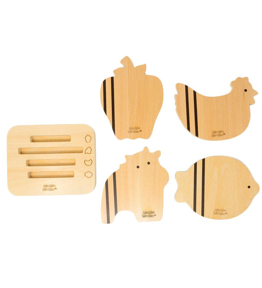 MaMaMeMo Snijplank Set - 5 Onderdelen - Hout - MaMaMeMo - OneSize - Speelgoedeten
