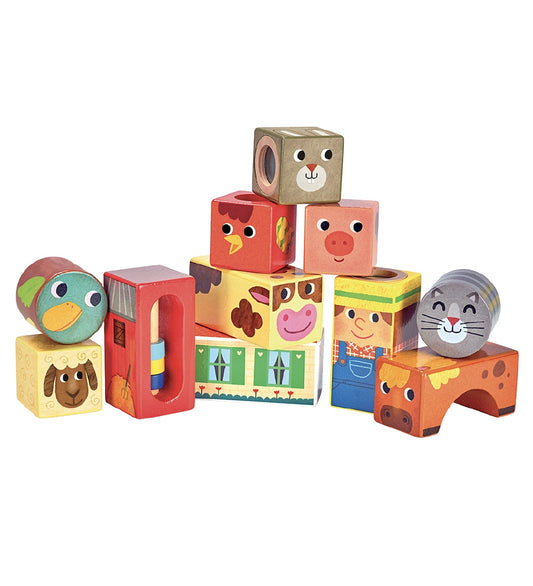 Vilac Blokken m. Geluid - Hout - 11 Onderdelen - Boederijdieren - Vilac - OneSize - Blokken