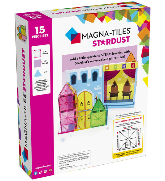 Magna-Tiles Magneetset - 15 Onderdelen - Stardust Glitter & Spie - Magna-Tiles - OneSize - Magnetisch speelgoed