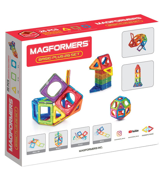Magformers Magneetset - Basic Plus - 26 Onderdelen - Magformers - OneSize - Magnetisch speelgoed