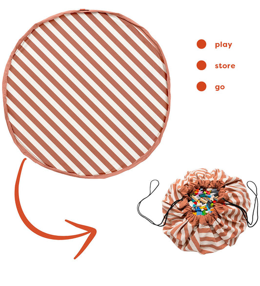 Play&Go Speelmat - Ø140 - Strepen Brown - Play&Go - OneSize - Speelmaten