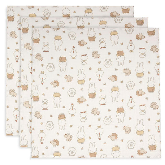 Multidoek Jollein Hydrofiel 70x70 Nijntje Family Farm 3-pack
